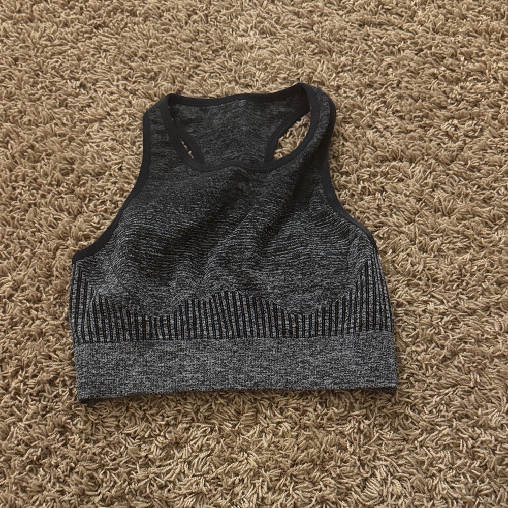 Fabletics Gray and Black Sports Bra